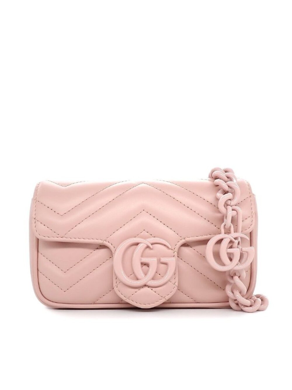 Gucci Waist Bag GG Marmont Mini Pink Chevron Quilted Leather